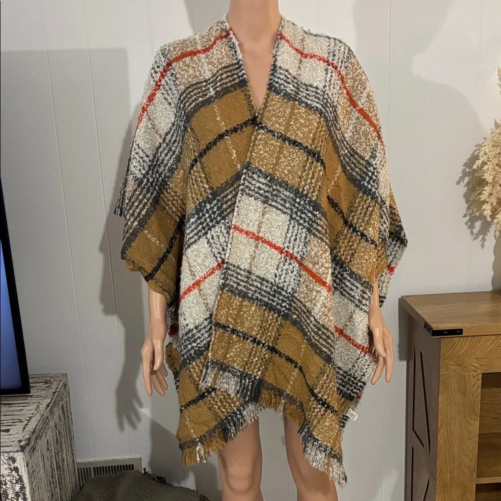 Echo Plaid Essentials Cozy Winter Poncho Wrap‎ O/S
